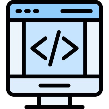 Bilgisayar kodlama simgesi doldurulmuş ana hatlar biçiminde
