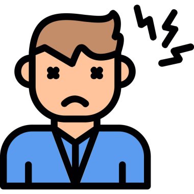 kızgın adam simgesi, vektör illüstrasyonu