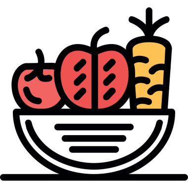 yiyecek ve meyve ikonu vektör illüstrasyonu