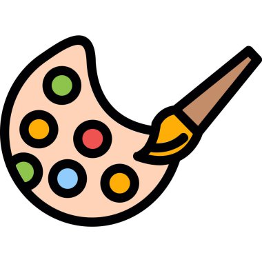 boya paleti ve fırça simgesi, vektör illüstrasyonu