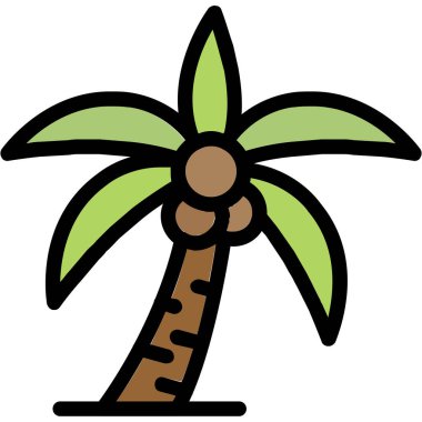 Tamamlanmış tropik ada palmiye simgesi - taslak biçimi