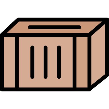 kutu paket teslim simgesi renk ana hatları vektörü