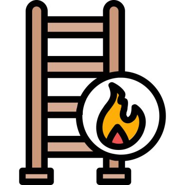 Şömine ikonu. ana hatlı şenlik ateşi vektör resimleme simgesi rengi düz izole