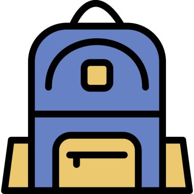 sırt çantası sırt çantası simgesi renk ana hatları vektörü