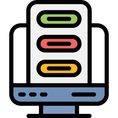 Bilgisayar donanım simgesi ile doldurulmuş ana hatlar biçimi