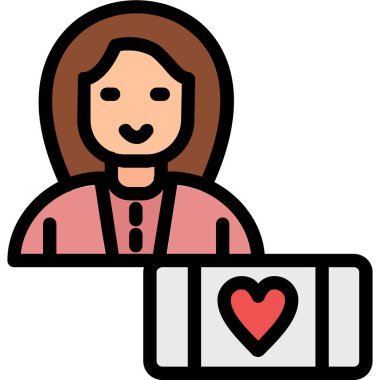 Kalbi olan bir kadının vektör çizimi