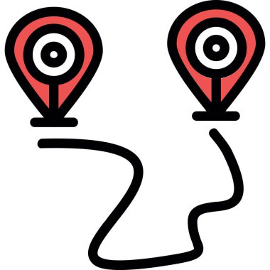 Harita konum simgesi. taslak konum ana hatları vektör düz vektör illüstrasyonuName