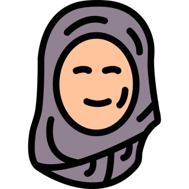 Eşarp takan Müslüman adam, vektör çizimi, beyaz arkaplanda ikon