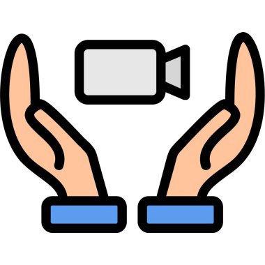 Akıllı telefon ikonu ile el. İnsan eli ikonu ince çizgi düz izole