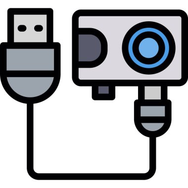 elektronik kamera simgesi, vektör illüstrasyonu