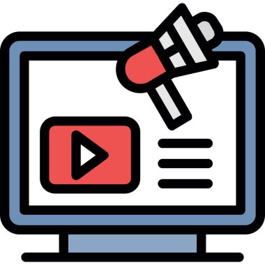 Video pazarlama. Web simgesi vektör illüstrasyonu