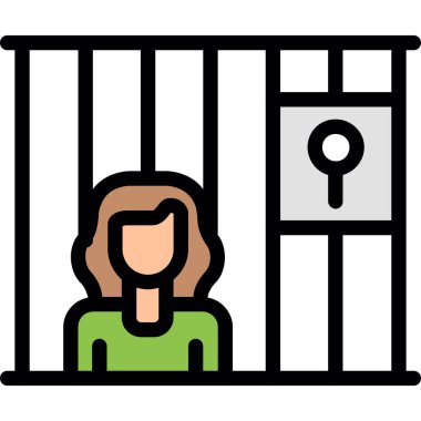 Hapishane ikonu. Özet hapishane mahkum vektör simgesi rengi düz izole