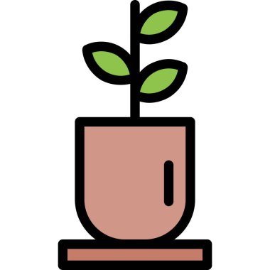 çiçek saksısı simgesi, vektör illüstrasyonu