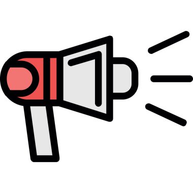 megafon ikonu. Beyaz arkaplanda izole edilmiş web tasarımı için özet megafon vektör çizimi