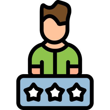 Yıldız derecelendirme vektör çizimi olan adam