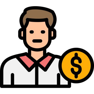 Para Adam ikonu. İnsan vektör simgesini özetle. renk düz izole