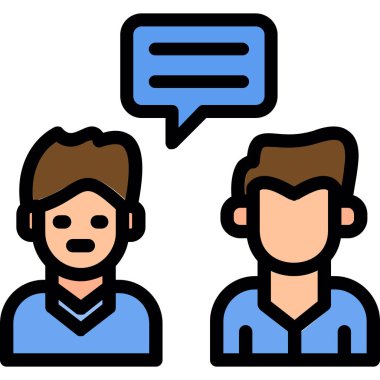 Sohbet baloncukları olan iki kişi