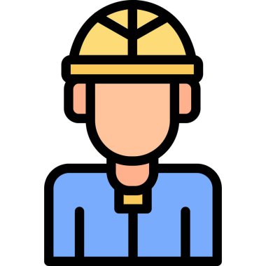 İşçi inşaat ikonu. taslak işçi inşaat vektörü çizim simgesi rengi düz izole