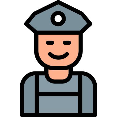 Subay ikonu. Web için polis vektör simgelerinin özet çizimi