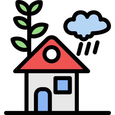 ağaç vektör illüstrasyonlu ev