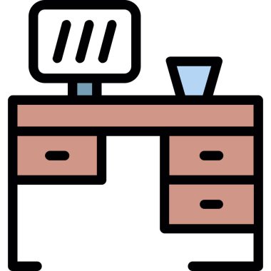 Mobilya simgesi ve vektör illüstrasyonu beyaz arkaplanda izole edildi