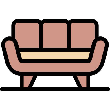 Kanepe düz simgesi, vektör, illüstrasyon