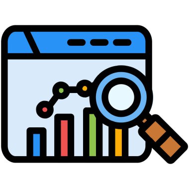 Analiz iş analiz simgesi vektörü ana hatlarını doldurdu