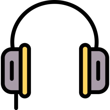 Müzik kulaklığı ikonu. Özet müzik kulaklığı vektör rengi düz izole