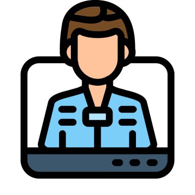 Çevrimiçi eğitim simgesi renk ana hatları vektörü