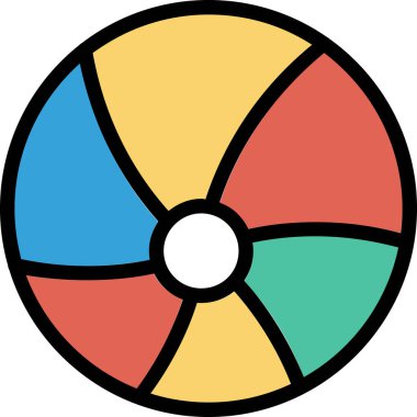 Pasta grafiği renk simgesi. outline pasta grafiği vektör simgesi düz renk izole çizimi