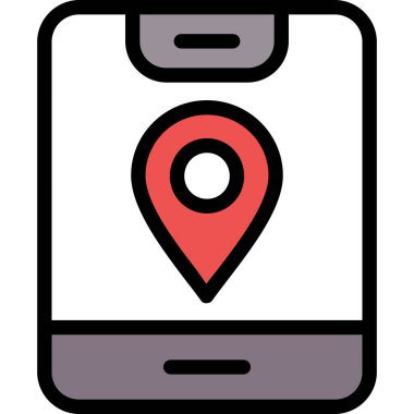 gps konum haritası simgesi doldurulmuş dış hat biçimi