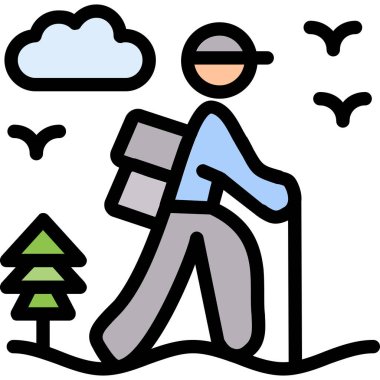 Turist Hiking sırt çantası simgesini