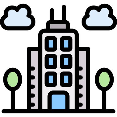 Bina. Web simgesi basit illüstrasyon