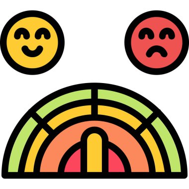 hüzünlü duygu simgesi renk ana hatları vektörü