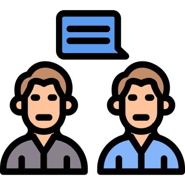 Konuşma baloncuğu simgesi olan iki adam, vektör illüstrasyonu