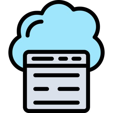 Ana hatlar biçiminde bulut veri depolama simgesi