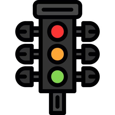 Trafik ışığı simgesi. Trafik ışığı vektör simgesi web için basit çizimi