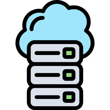 Bulut hesaplama sunucusu simgesi. Taslak depolama sunucu simgesi vektör rengi düz izole
