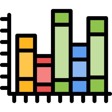 Bar çizelgesi simgesi. Çizgi çubuğu çizelgesi vektör rengi düz izole
