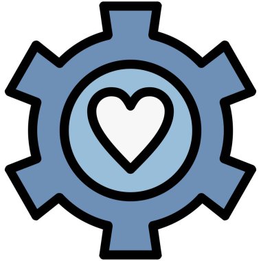 Kalp dişlisi ikonu. Web tasarımı için vites vektör simgelerinin basit çizimi