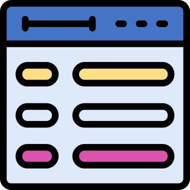 Tarayıcı web sayfası simgesi. taslak tarayıcı sayfası ikon rengi düz izole