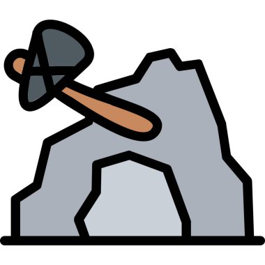 Taş çekiç karikatürü vektör illüstrasyon grafik tasarımı