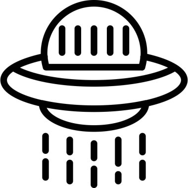 Beyaz arkaplanda izole edilmiş ana hat biçiminde ufo simgesi.