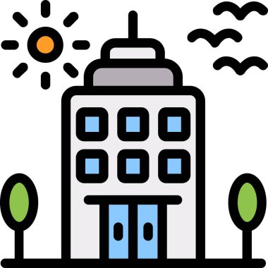 Bina. Web simgesi basit illüstrasyon