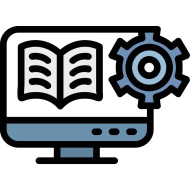 Kitap ve vites simgesi. özet kitabı ve vites vektör simgesi rengi düz izole