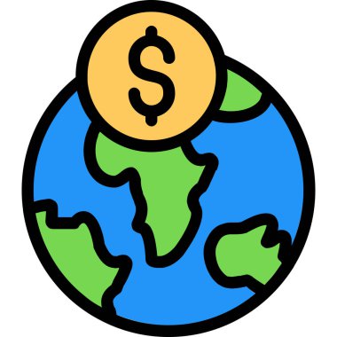 Dünya Doları ikon vektör illüstrasyonu