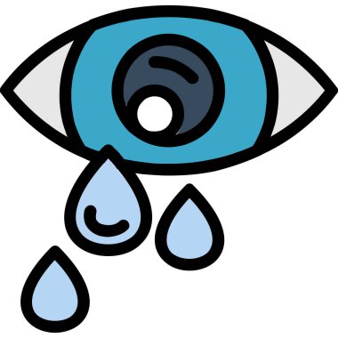 Ağlayan göz damlası simgesi renk ana hatları vektörü