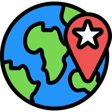 Dünya haritası simgesi. Web için konum haritası vektör simgesinin özet çizimi