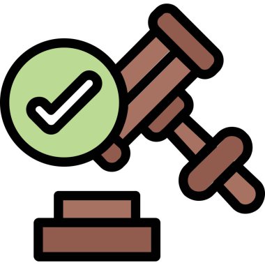 Yargıç Tokmak simgesi renk ana hatları vektörü