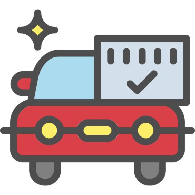 Otomobil sigortası ikonu doldurulmuş ana hatlarıyla